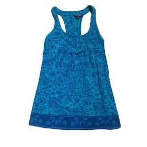 💛 George Teal Blue Floral Paisley Racerback Tank Top Tunic Size S/P
